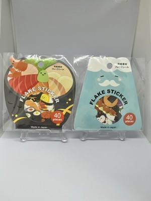 Japanese Washi Paper Flake Stickers - 2 Pack Set (Sushi & Mt. Fuji / Wagashi)