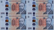 ROMANIA - P128 - 100 Lei 2026 - UNCUT Sheet of 4 + Certificate - POLYMER - UNC