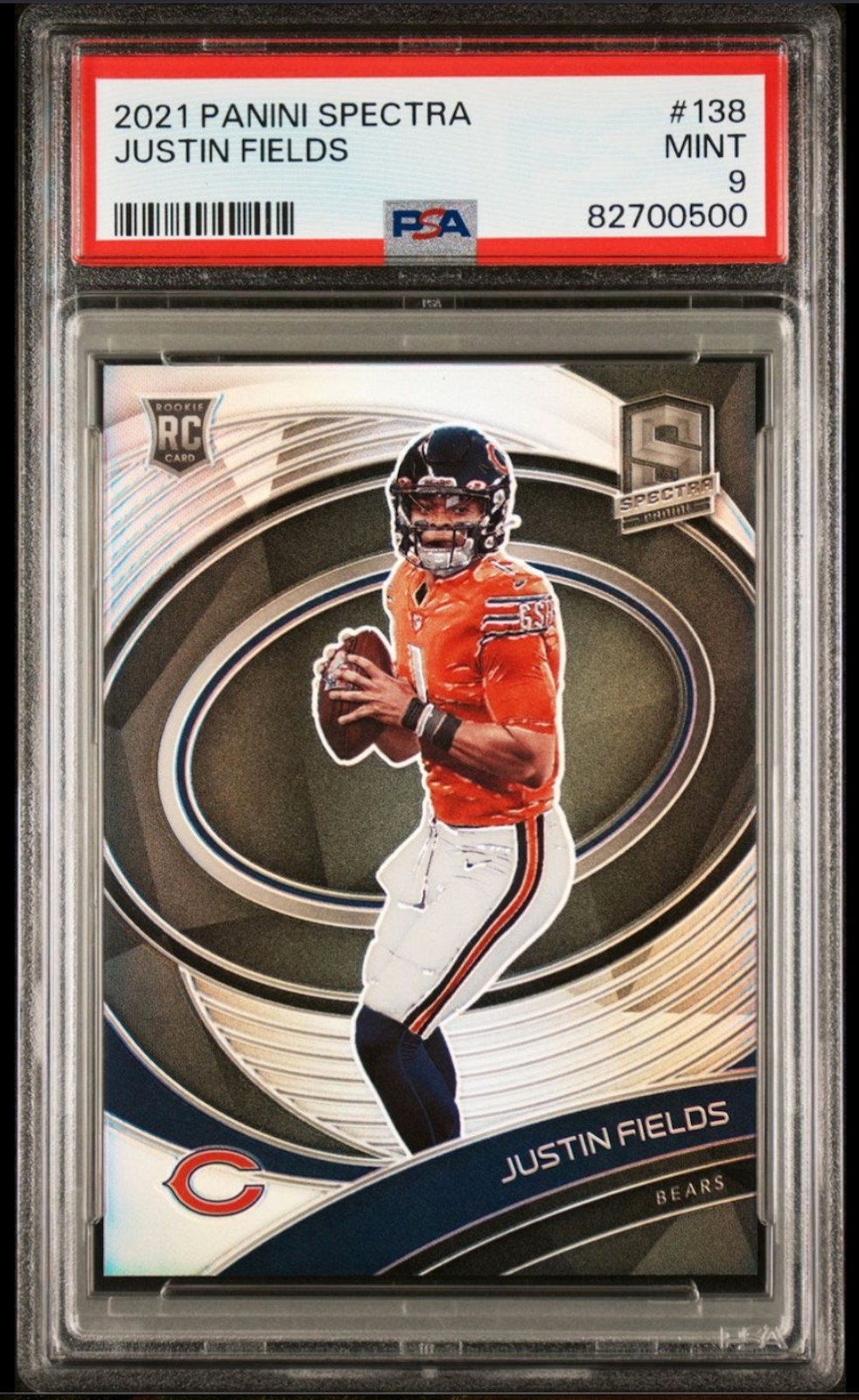 2021 SPECTRA #138 JUSTIN FIELDS RC SN. 133/149 CHICAGO BEARS ROOKIE MINT PSA 9