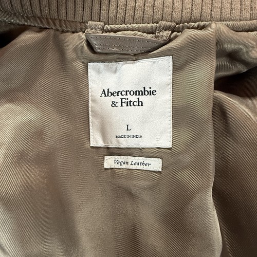 Abercrombie & Fitch Jacket Women’s L Vegan Leather Cropped Taupe Bomber Neutral - Bild 3 von 11