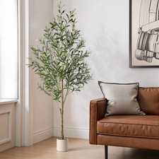Image of 180cm Artificial Olive Tree 6FT Faux Plant White Pot Indoor Outdoor Home Decor