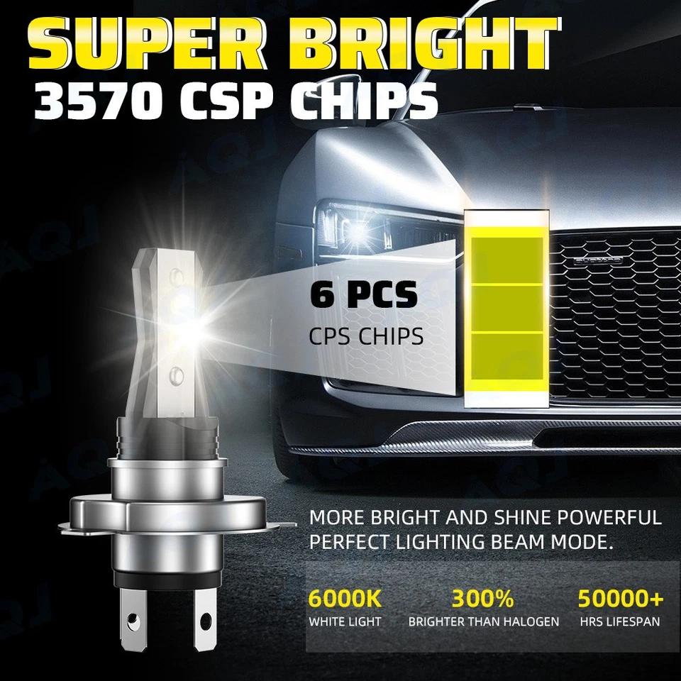 H4 9003 LED Headlight Hi/Lo Beam White Combo For Suzuki Vitara 1999-2003 Foto 4 de 4