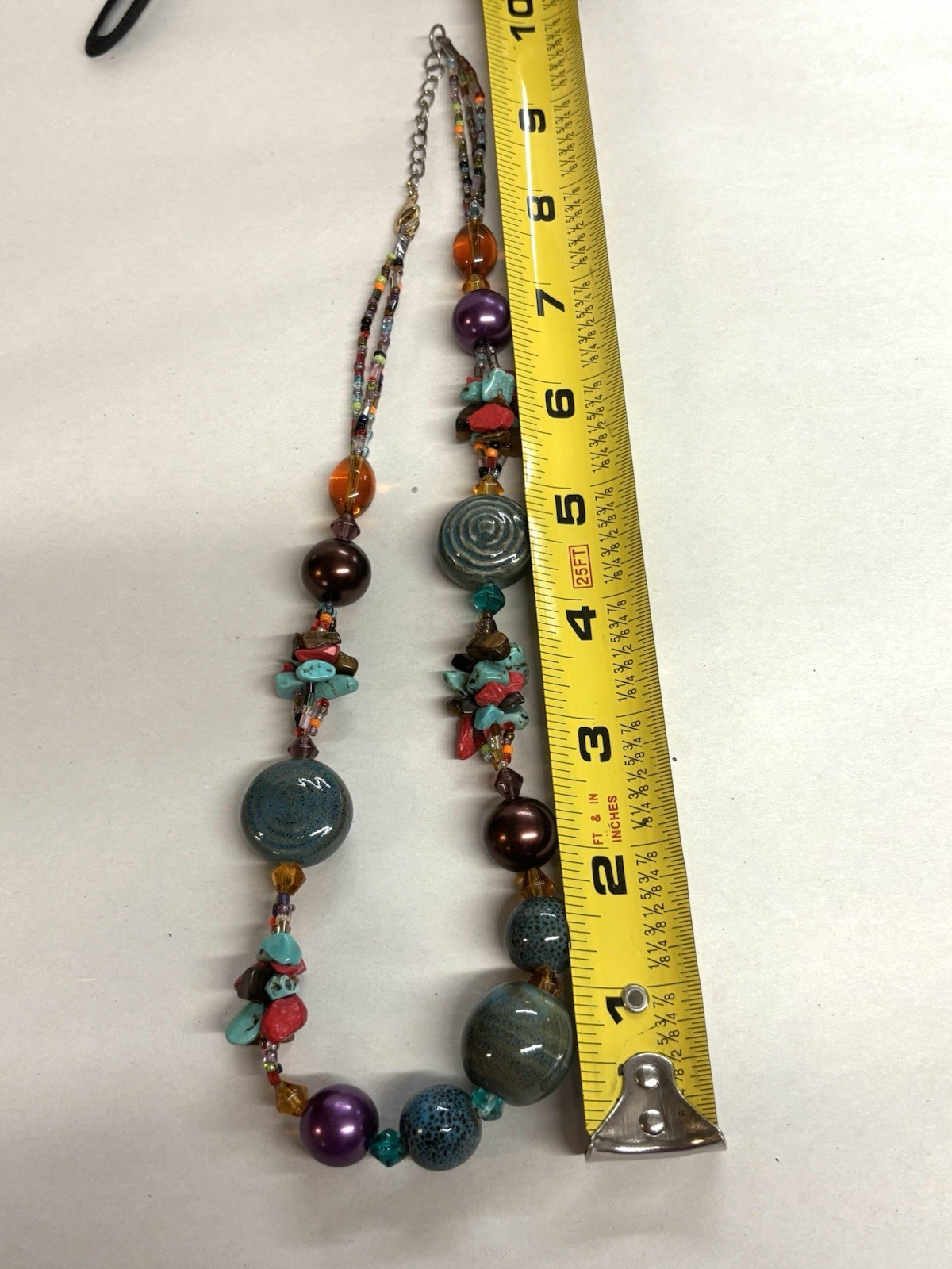 Beaded Turquoise And Ceramic Statement Necklace - image 7