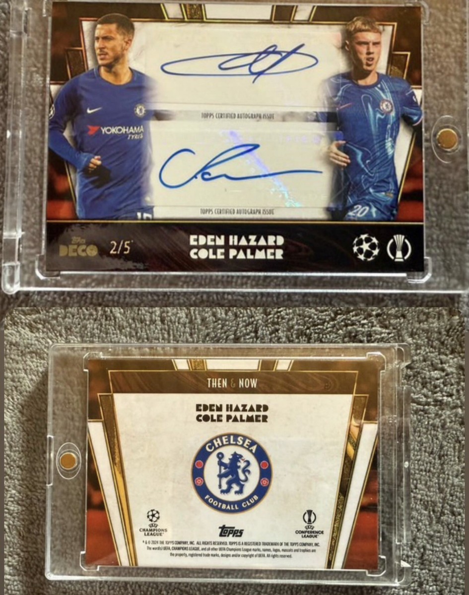 2023-24 Topps Deco Eden Hazard & Cole Palmer DUAL AUTO ORANGE /5
