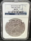 2013 Silver Eagle Dollar NGC MS70 FIRST RELEASES