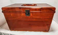 AMBER Grandma’s VTG Acrylic Sewing Box Inc 2 Trays- Wilson Wil-Hold Brand (#1)