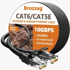 Brozzag 250 Ft Ethernet Cable for Cat5E/Cat6, 10Gbps 24AWG Cat6 Network Cable...