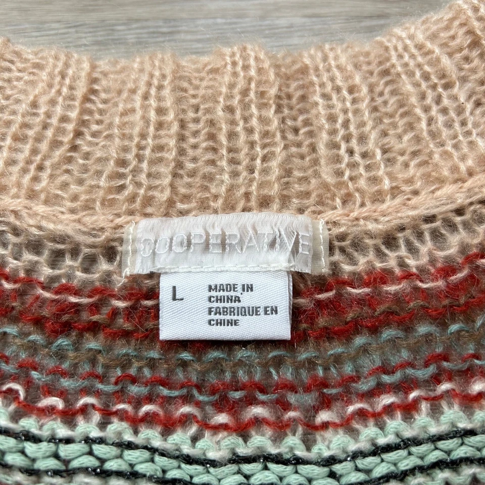 Urban Outfitters Cooperative Mohair Blend Open Knit Sweater Peach L - Image 4 of 4