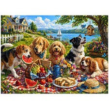 Dog Picnic 500 Piece Jigsaw Puzzle for Adults Colorful