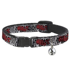 Cat Collar Breakaway with Bell Cars Lightning McQueen Racing Collage White/Black