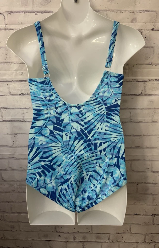 Roxanne Bra Sized Draped Sash One Piece Swimsuit Marina Bay Size 14 / 38DD Blue - Image 3 of 4