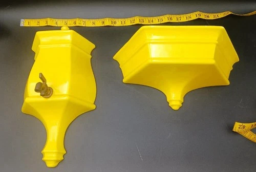 VTG Yellow Haeger Ceramic Wall Fountain Planter Brass Spigot 8136 Hollywood Rege