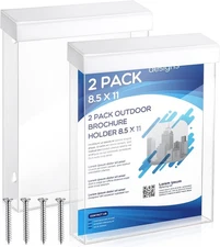 Remerry 2 Pcs Outdoor Brochure Holder 8.5 x 11 Inch Waterproof Clear, White 
