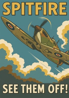 SPITFIRE SEE THEM OFF! - 2. WELTKRIEG POSTER - RAF - GERAHMT ODER NUR DRUCK 746