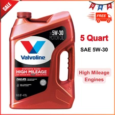 High Mileage With MaxLife Technology SAE 5W-30 Synthetic Blend Motor Oil 5 Quart