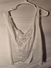 Vintage Ashley Taylor White Lacy Cami Camisole Top Womens Size Large L C