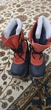 Lands' End Snow Boots Boys Size 2 Orange Suede Fleece Lined Winter Outdoor