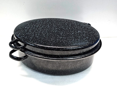 z4) Großer Brater Gänsebrater Bratentopf Schwarz Oval
