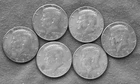 Kennedy half dollar  1965-1969 Bright.  Uncirculated   (6) coins.
