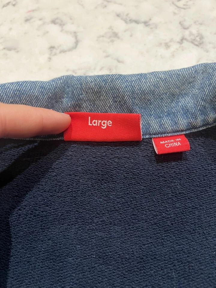 Sudadera Supreme Co NY Cuarto Cremallera Cuello Denim Grande Azul Marino Foto 4 de 4