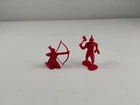 New Listing2 Vintage Original Marx Red Indian Warrior Plastic Toys  Collectible Free Ship