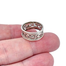 Filigree Eternity Band Openwork Design Estate Sterling Silver 925 Size 6.5