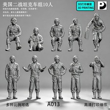 1/72/64/56/48/35WWII US Tank Crew 10Figure Set Unpainted Unassembled 3D Printed