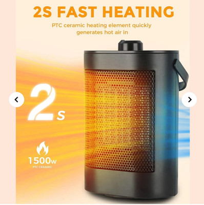 Tragbarer energieeffizienter elektrischer Heizlüfter 75° oszillierend sicher Home Office