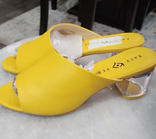 Katy Perry Women's Yellow Nappa Open Toe Slip-On Block Heel Mule EU 40.5/US 10