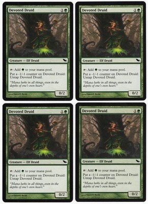 Devoted Druid x4 4x 2008 Shadowmoor PLAYSET Green Common Creature MTG NM AZ1