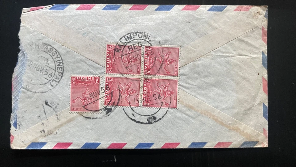 Cubiertas registradas Kalimpong de la India de 1940 a 1950 con KGVI y sello postal de la India temprana Foto 2 de 2