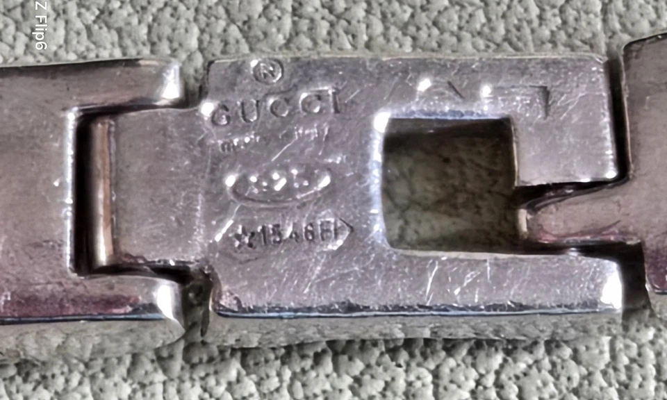 Rare & Genuine Gucci Unisex Silver Bracelet, Geometric G. - Image 2 of 4