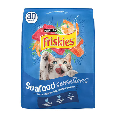 Purina Friskies Seafood Sensations Dry Cat Food Flavors of Salmon, Tuna, 30 lb