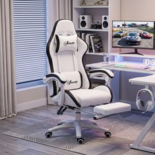 Image of Racing Gaming Chair Reclining PU Leather Computer Chair with Headrest