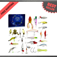 Fisherman Fishing Advent Calendar 2025 Holiday 24 Day Countdown Gift Box for