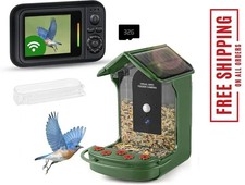 Smart Bird Feeder With Camera Solar Powered Solar Roof - New