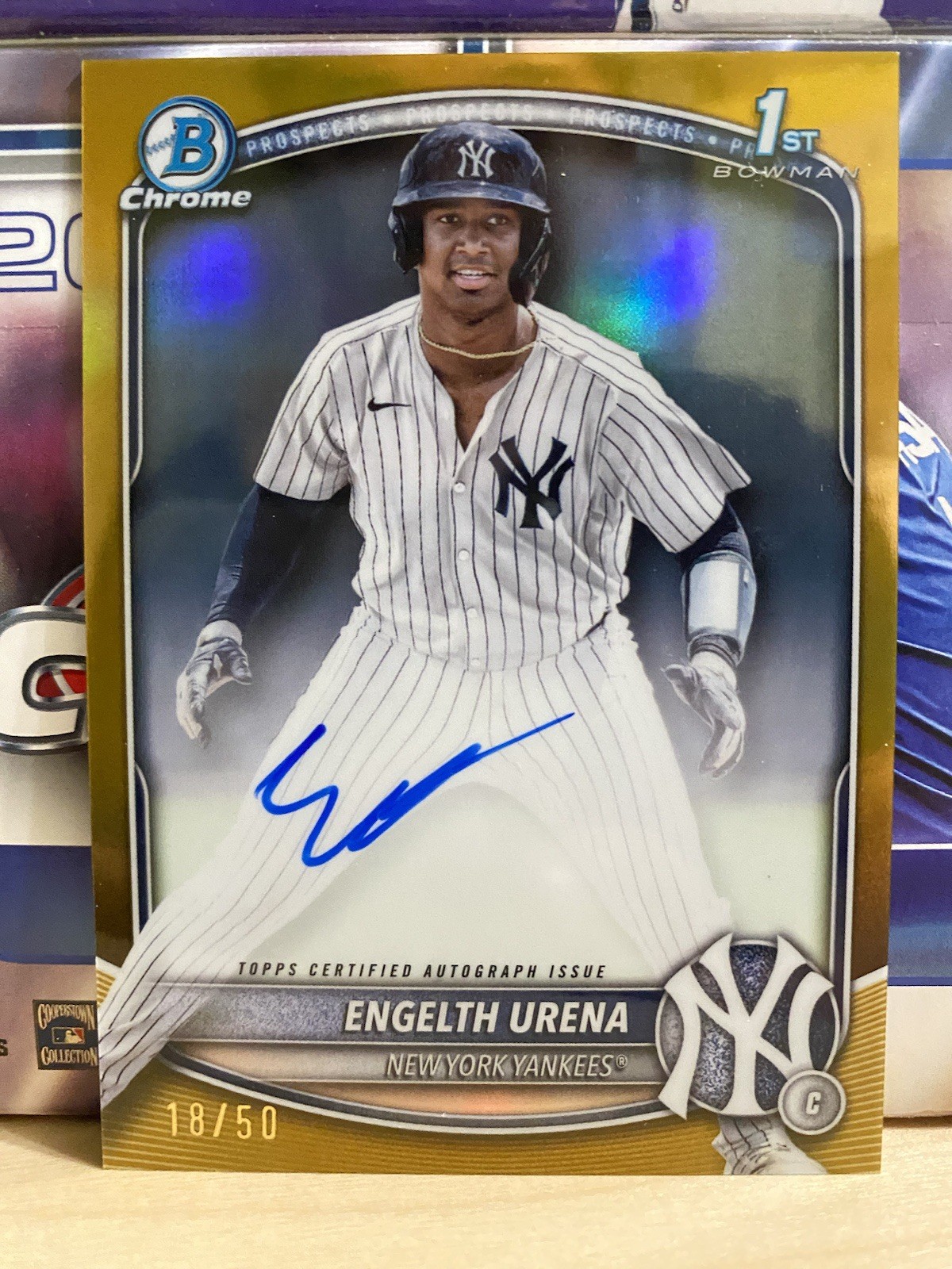 2025 Bowman Engelth Urena Yankees Bowman 1st Chrome Gold Refractor Auto /50
