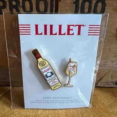 Lillet Blanc French Apéritif  Set of Two Enamel Lapel Hat Pins *BRAND NEW*