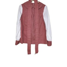 Vtg Handmade Girls Prairie Dress Or Shirt W/ Belt Back Zipper  Peter Pan Collar