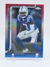 2025 Topps Chrome Football Charvarius Ward #129 Red White Blue Refractor