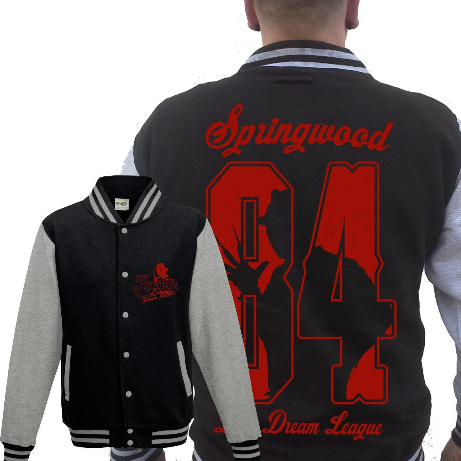 Freddy's Dream League College Jacket Grey Cult, Movie, Horror, Voorhees, Jason, 13th, TV - product detail image 1