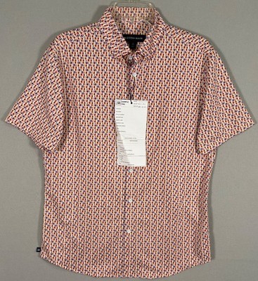 NWT Mizzen Main Leeward Shirt Mens M Art Deco Geometric AOP Performance Trim Fit