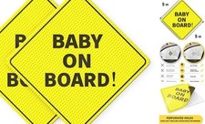 Baby On Board Signs, Car Essentials - Baby On Board 5x5 Inch Pack of 2