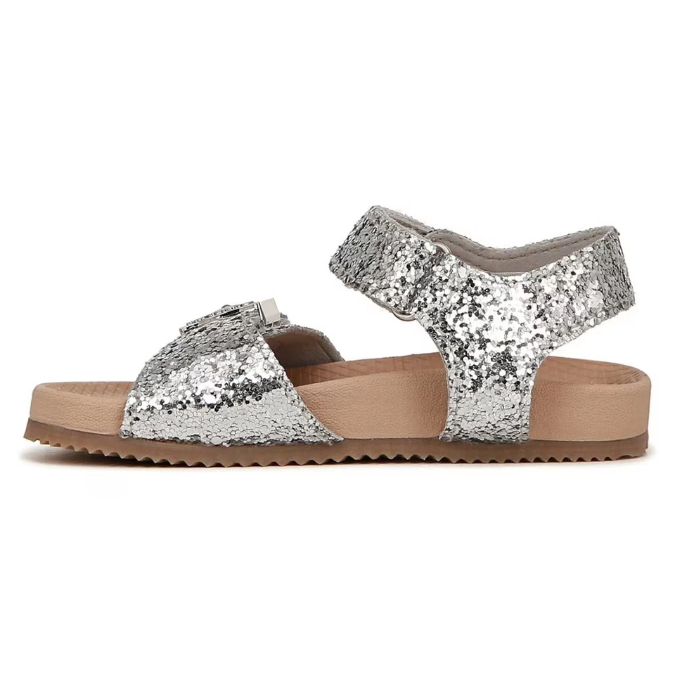 Sandalias Dr. Scholl's para niños/niñas gris plata originales al tobillo nuevas/sin caja 7 M Foto 3 de 4