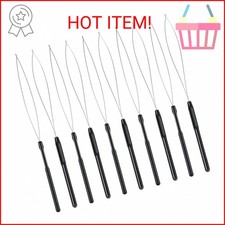 10 Pieces Hair Extension Loop Needle Threader Pulling Hook Tool and Bead Device