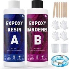 GRLELOU 16 OZ Epoxy Resin, Clear Epoxy Kit 1:1 Mix 8oz 2 , Self Leveling, Anti