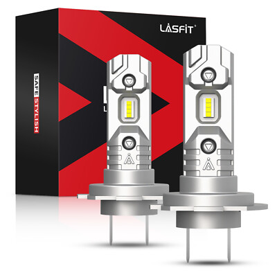 Lasfit H7 LED Headlight Bulb Kit High Beam 6000K Cool White Bulbs Bright Lamp 2x