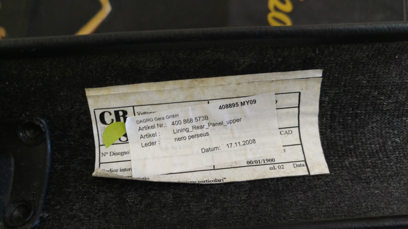 LAMBORGHINI GALLARDO LP560 REAR LOWER WINDOW GLASS TRIM PANEL OEM 400868573B