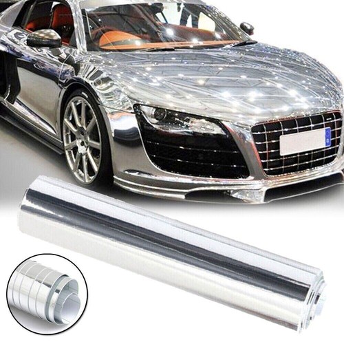 Mirror Silver Chrome Vinyl Wrap Sheet Roll Film Car Sticker Decal Sheet 6 x 60" - Picture 3 of 12