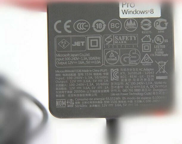 48W 3.6A AC Adapter Charger & Cord For Microsoft Surface Pro & Pro 2 1536 Tablet - Image 2 of 4